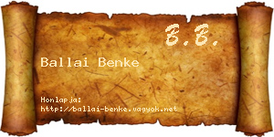 Ballai Benke névjegykártya